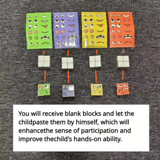 Bolalar uchun bayram sovgʻalari yuzini oʻzgartiruvchi Rubik kubi Montessori oʻyini ifodali boshqotirma qurilish bloklari oʻyinchoqlar