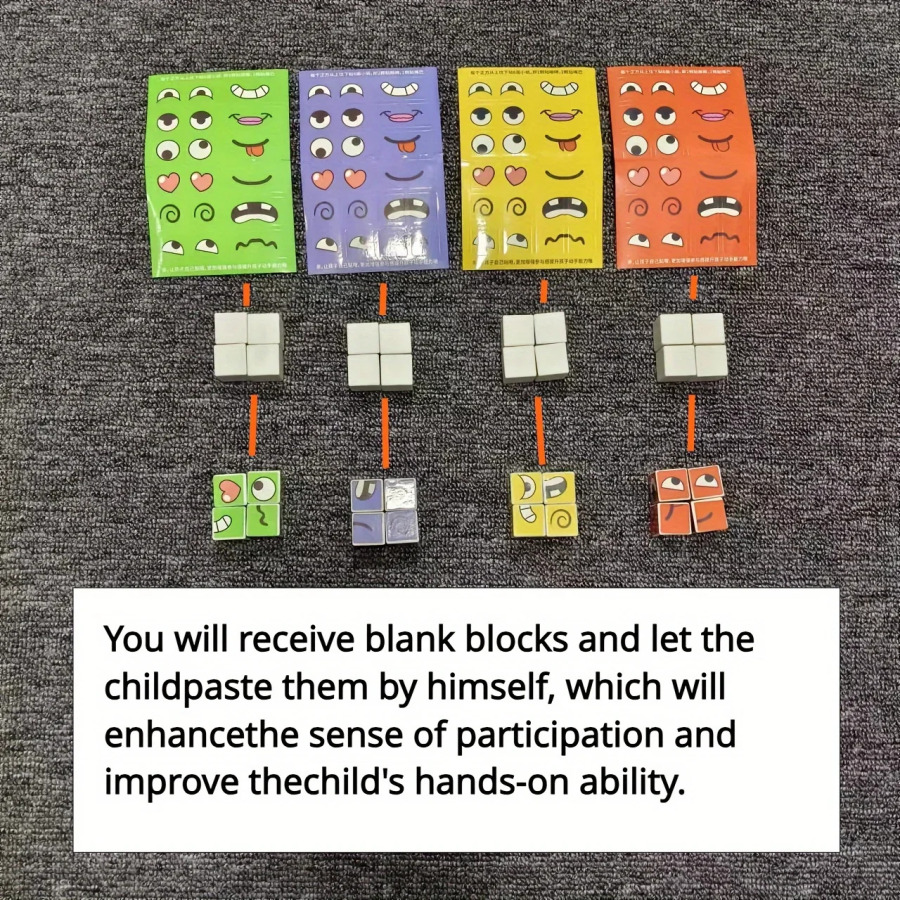 Bolalar uchun bayram sovgʻalari yuzini oʻzgartiruvchi Rubik kubi Montessori oʻyini ifodali boshqotirma qurilish bloklari oʻyinchoqlar