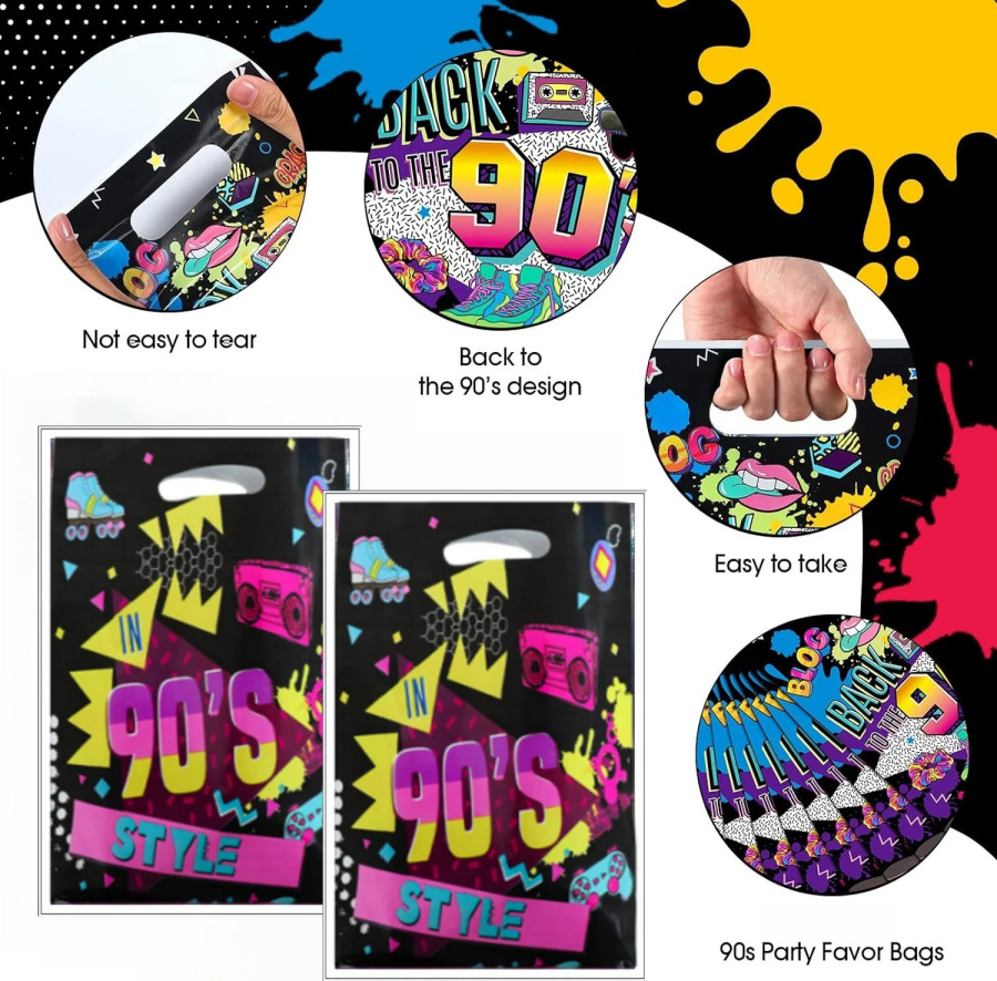 Подарочные пакеты 80s, украшение для дня рождения 90-х годов, яркая Ретро сумка для конфет в стиле диско, детский подарок на праздник