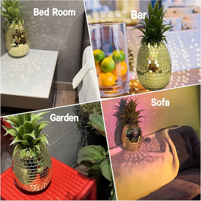 Ananas shaklidagi diskoteka toʻpi Bayramlar, ziyofatlar, barlar, DJʻlar, karaoke klublari, doʻkonlar, bolalar bayrami uchun sovgʻalar uchun Rojdestvo dekorasi oynali toʻp