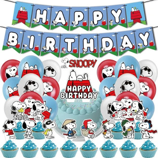 Украшения для вечеринки в честь Дня Рождения Snoopy, баннер, флаг для торта, латексные воздушные шары, топперы для кексов, животные, домашние животные, белые собаки, праздничные подарки для детей ЛАЗЕР Другой