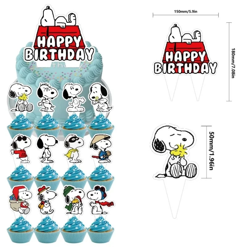 Украшения для вечеринки в честь Дня Рождения Snoopy, баннер, флаг для торта, латексные воздушные шары, топперы для кексов, животные, домашние животные, белые собаки, праздничные подарки для детей
