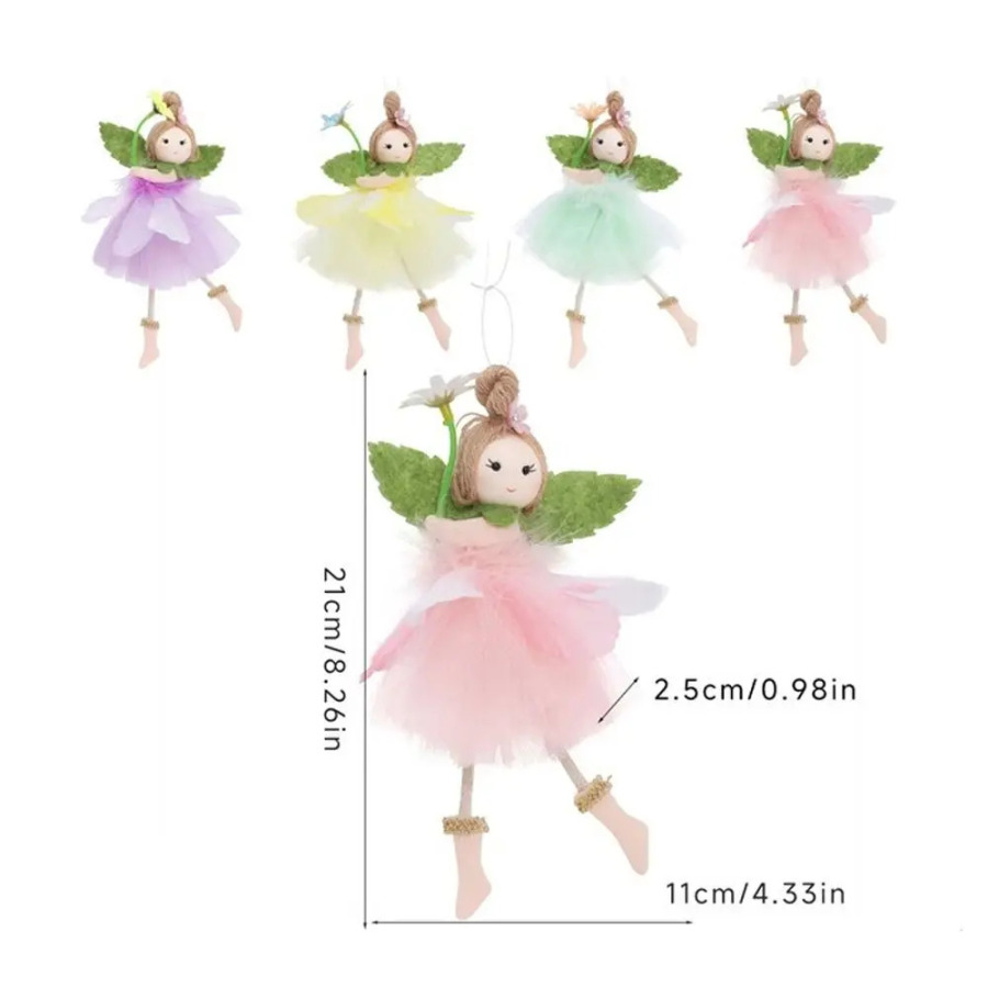 Праздничные украшения: Длинноногая цветочная фея, милый сетчатый пасхальный кулон-фея ручной работы с цветочными крыльями, подвеска-девочка для домашней вечеринки