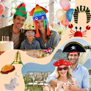 12/24 dona. turli xil kulgili ziyofat shlyapalari, fotosessiya uchun rekvizitlar, karnaval liboslari, tugʻilgan kunlar va bayramlar