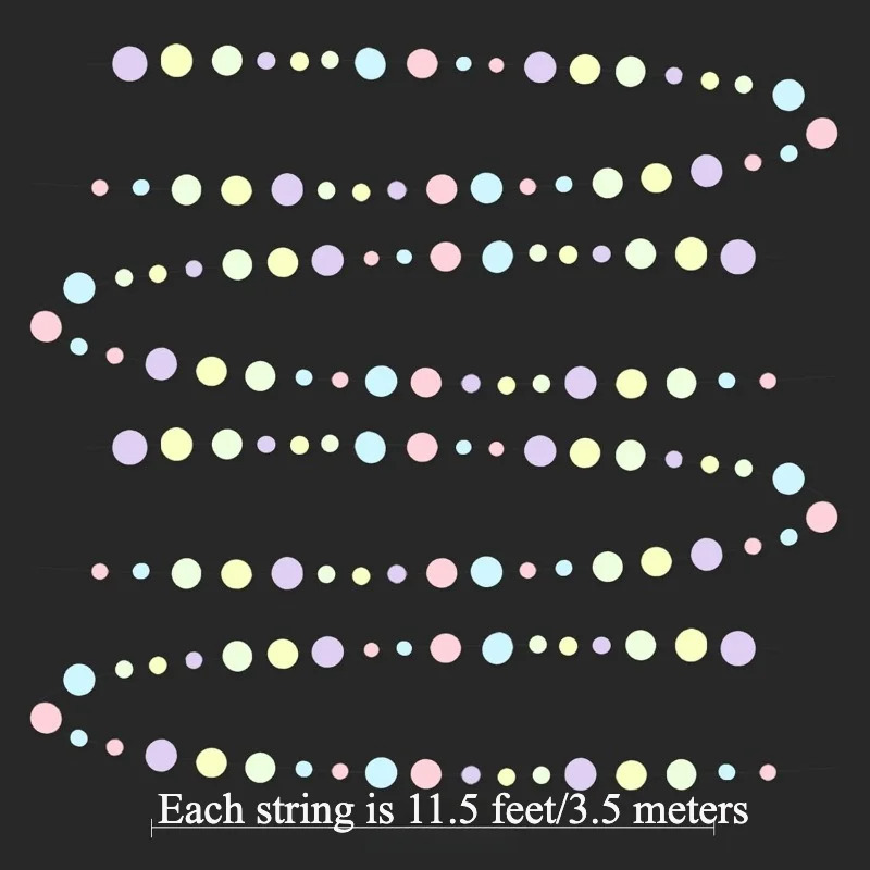 Pastel вечерние украшения, синие, фиолетовые, розовые, желтые, зеленые круглые, для макарон, для детского душа, бумажные растяжки в горошек