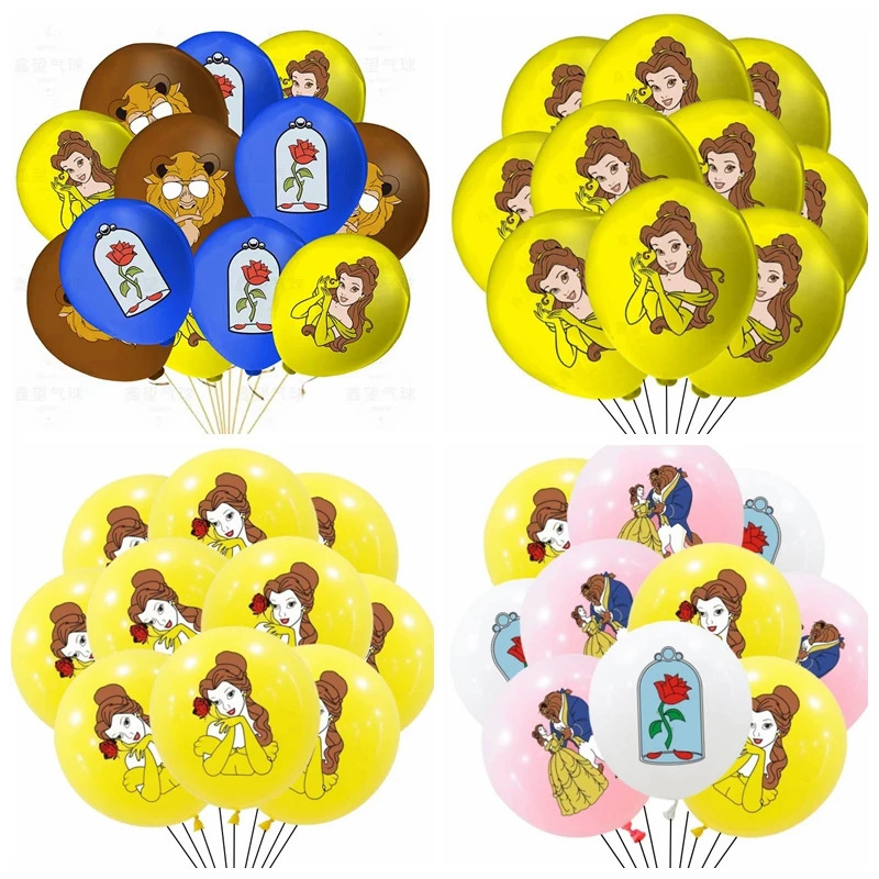 10/30 dona Goʻzallik va Yirtqichning tugʻilgan kuni uchun bezak toʻplami Princess Belle lateks sharlari chaqaloq dush uchun materiallar