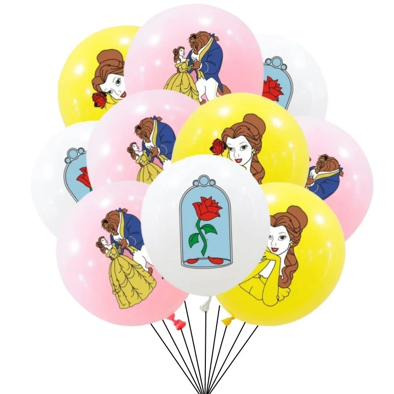 10/30 dona Goʻzallik va Yirtqichning tugʻilgan kuni uchun bezak toʻplami Princess Belle lateks sharlari chaqaloq dush uchun materiallar