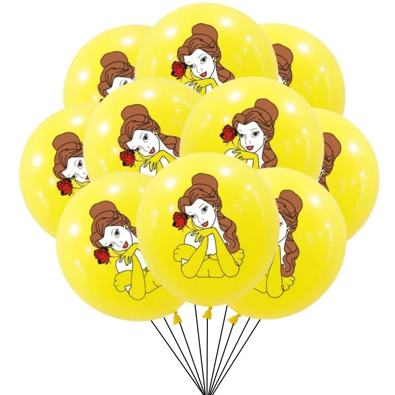 10/30 dona Goʻzallik va Yirtqichning tugʻilgan kuni uchun bezak toʻplami Princess Belle lateks sharlari chaqaloq dush uchun materiallar
