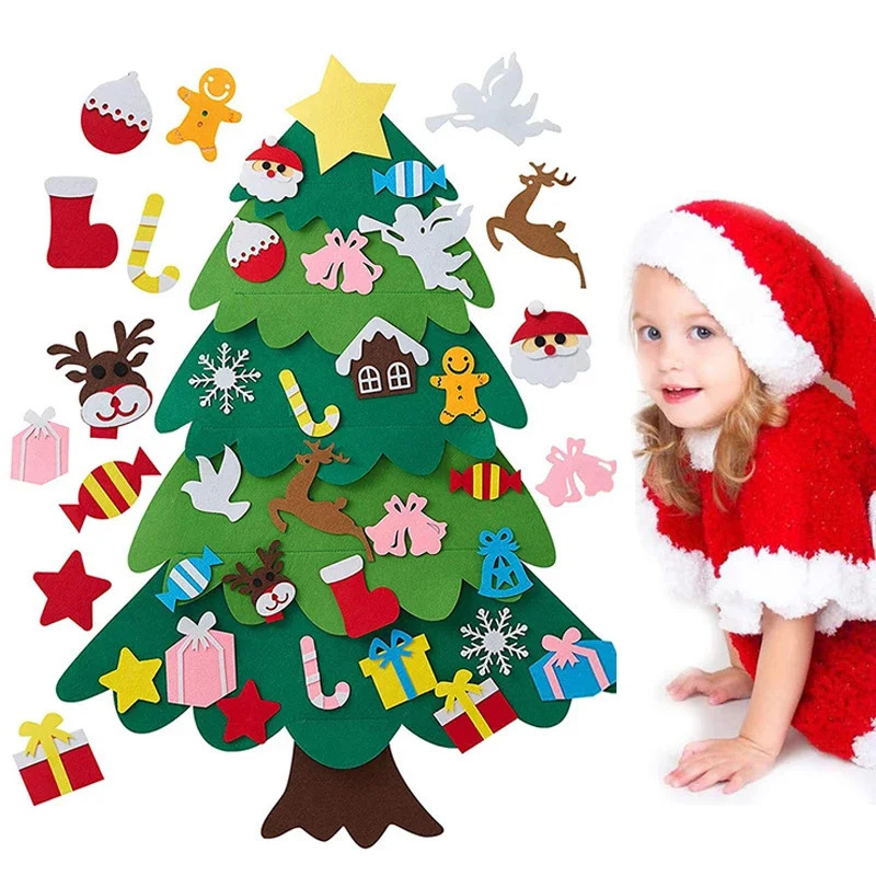 Oʻz qoʻllaringiz bilan kigizdan yasalgan Rojdestvo bezaklari Rojdestvo daraxti eshiklari devor bezaklari Kigizdan yasalgan Rojdestvo daraxti Yangi yil Santa Klaus uchun bolalar uchun Rojdestvo sovgʻalari