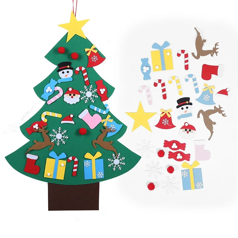 Oʻz qoʻllaringiz bilan kigizdan yasalgan Rojdestvo bezaklari Rojdestvo daraxti eshiklari devor bezaklari Kigizdan yasalgan Rojdestvo daraxti Yangi yil Santa Klaus uchun bolalar uchun Rojdestvo sovgʻalari