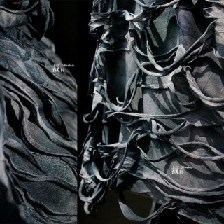 Серый, черный, серый, tie-dye, старое, татуированное, трехмерная текстура, Литературная и художественная винтажная хлопчатобумажная одежда Хань БЕЛЫЙ L