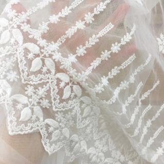 3 yard vintage paxta toʻrli mato DIY naqshli gulli mato Fransuz dantel mato kelin toʻr matosi