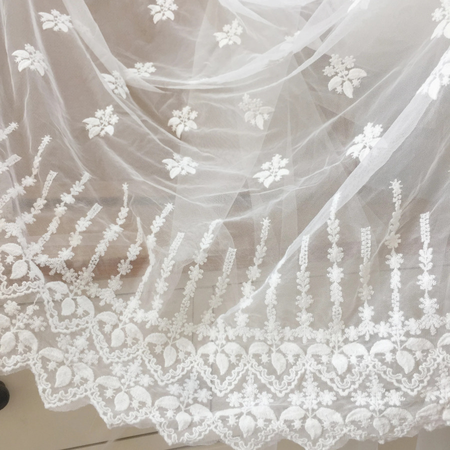 3 yard vintage paxta toʻrli mato DIY naqshli gulli mato Fransuz dantel mato kelin toʻr matosi