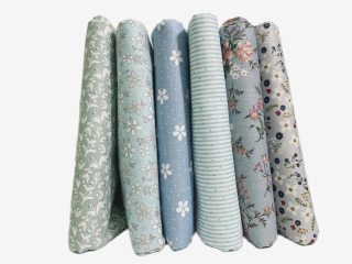 6 dona. Turkuaz koʻk kulrang bosilgan paxta mato patchwork mato toʻplami DIY yorgan qoʻl sanʻatlari qoʻgʻirchoq kiyimi uchun toʻqimachilik materiali