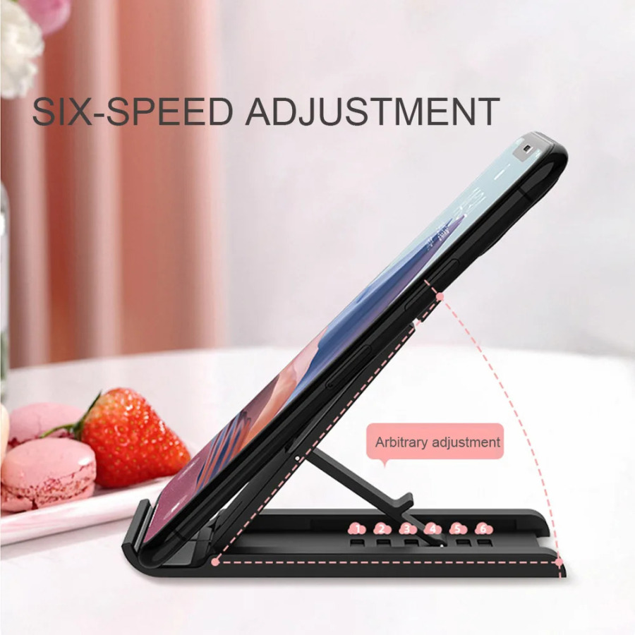 IPad iPhone Samsung S23 uchun portativ katlanadigan mobil telefon stend ushlagichi sozlanishi ish stoli braketi