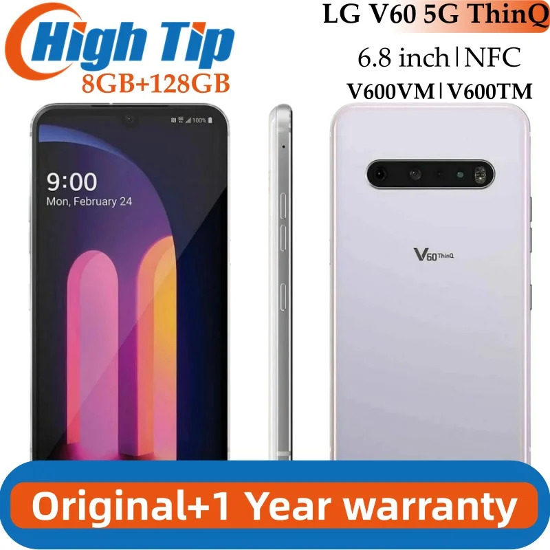 Asl qulfdan chiqarilgan mobil telefon LG V60 5G ThinQ V600TM V600VM 6.8 dyuymli Android NFC SamrtPhone 8GB RAM 128GB ROM uyali telefon