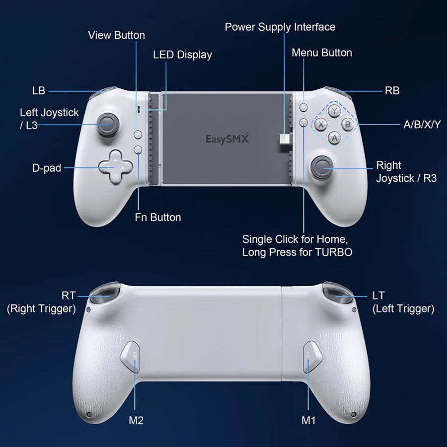 Игровой контроллер EasySMX M15 для мобильных телефонов, Type-C, с датчиками Холла, для Android и iPhone 15/16, облачных игр, Xbox Game Pass