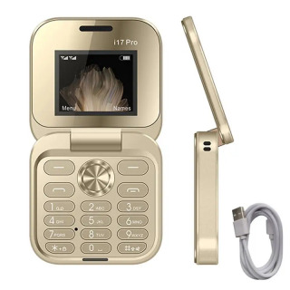 Keksa mobil telefon, yigʻiladigan koʻp funktsiyali Flip telefon Mini mobil telefoni 1,77 dyuymli ekranli portativ teskari telefon