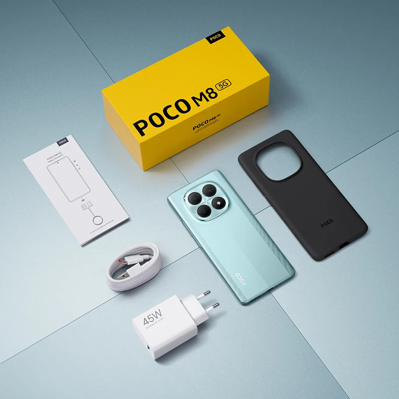 Global versiya POCO M8 5G mobil telefoni, Snapdragon ® 6 Gen 3 smartfoni, 6,77 dyuymli AMOLED oqim displeyi, 5520 mA/soat batareya, 45 Vt, NFC