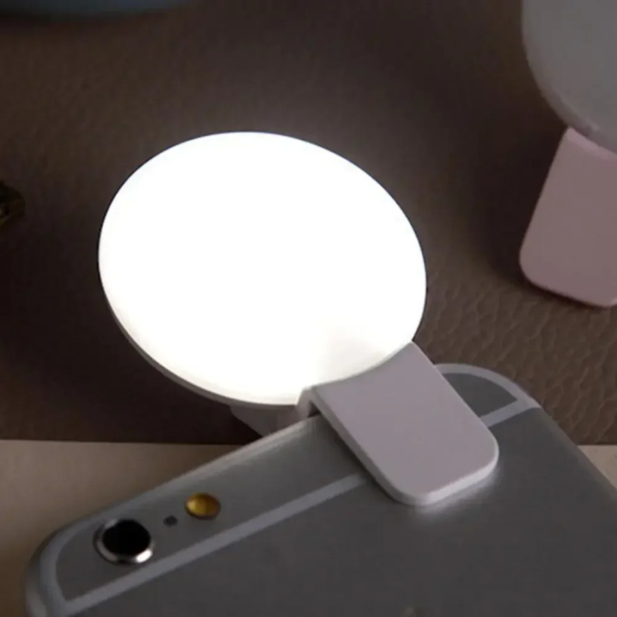Portativ mini LED selfi halqali yorugʻlik uchta yorqinlik rejimiga ega, bardoshli va amaliy, telefon klipi bilan, suratga olish uchun