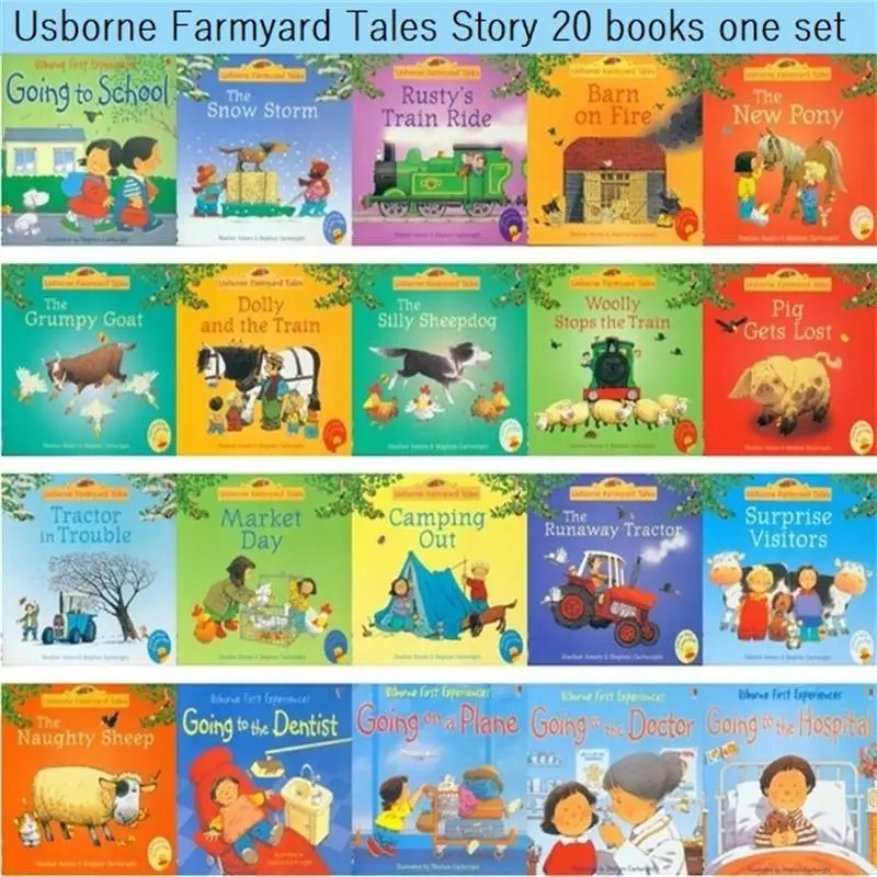 20 книг, сборники рассказов, английские дети, изображение Usborne, Livros, детские знаменитые фермерские сказки, Eary Education, Libros Comics Art