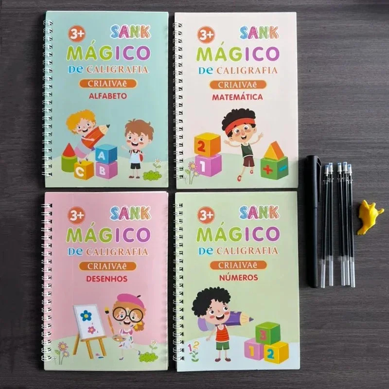 Волшебная книга для письма португальской каллиграфии, тетрадь Монтессори, детская многоразовая обучающая игрушка для практики каллиграфических писем