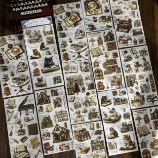 Kitob doʻkoni burchak oʻtkazmalari uchun stikerlar toʻplami (1 toʻplam) Kitob doʻkoni seriyasi jurnal yozish uchun Scrapbooking kollaj