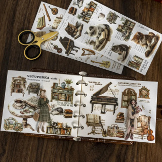 Kitob doʻkoni burchak oʻtkazmalari uchun stikerlar toʻplami (1 toʻplam) Kitob doʻkoni seriyasi jurnal yozish uchun Scrapbooking kollaj
