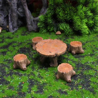 Ochiq miniatyura stol va stullar toʻplami Mini qatronli peri bog ʻmebellari toʻplami Mikro landshaft DIY bezaklari uy bezagi