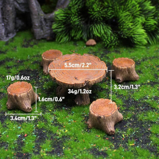 Ochiq miniatyura stol va stullar toʻplami Mini qatronli peri bog ʻmebellari toʻplami Mikro landshaft DIY bezaklari uy bezagi
