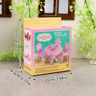 Dollhouse aksessuarlari: 1:12 miniatyura ovqat stoli stullari; Yashash xonasini bezash uchun yumaloq mebel toʻplami.