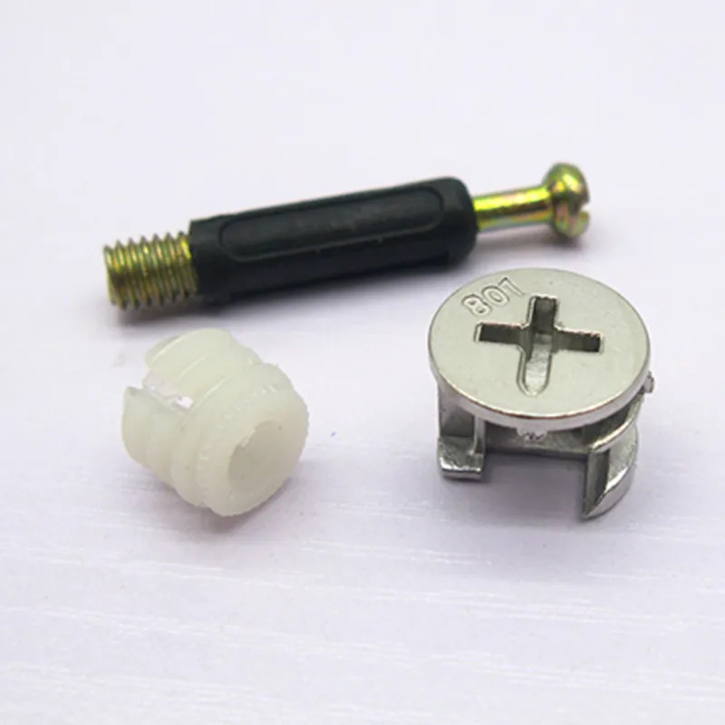 10 toʻplam 15x12 mm oʻlchamdagi mebel yon ulagichi yenglari, oldindan oʻrnatilgan gayka