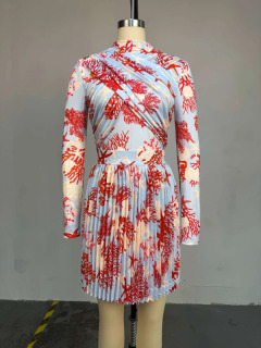 Ayollar uchun 2 qismli toʻplam uzun yengli bluzka va plitkali mini yubka hashamatli moda liboslari oqlangan partiya Tugʻilgan kun liboslari Бежевый XXL