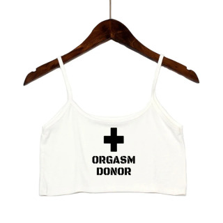 Ayollar kiyimlari Ayollar uchun sexy tops Moda ORGASM DONOR maktubi bosma koʻylaklar seksi choksiz orqasiz yengsiz kamzul