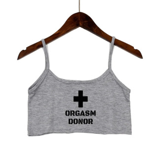 Ayollar kiyimlari Ayollar uchun sexy tops Moda ORGASM DONOR maktubi bosma koʻylaklar seksi choksiz orqasiz yengsiz kamzul