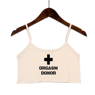 Ayollar kiyimlari Ayollar uchun sexy tops Moda ORGASM DONOR maktubi bosma koʻylaklar seksi choksiz orqasiz yengsiz kamzul