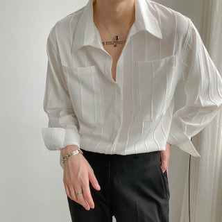 Yuqori sifatli erkaklar kiyimlari uzun yengli biznes ijtimoiy koʻylaklar Moda drapedli qattiq koʻp maqsadli bluzkalar dazmollanmagan erkaklar uchun koʻylaklar БЕЛЫЙ XXXL