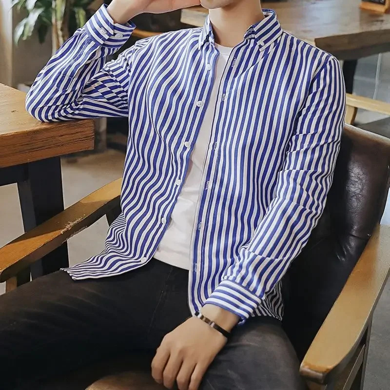 Choʻntakli erkaklar uchun koʻylaklar va bluzkalar Plaid kiyim Erkaklar topslari Qizil yuk geometrik yeng S boʻyin koreys uslubi Xxl Hipster I