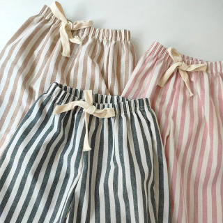 Bolalar kiyimlari Vintage Zigʻir paxta chiziqli shimlar Casual Chaqaloqlar Oʻgʻil bolalar Qizlar uchun Bahorgi Yozgi Boʻsh Shimlar va Qizlar uchun Shortslar