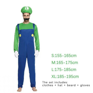Game Bros Super Luigi Brothers Cosplay kostyumi: kattalar erkaklar va ayollar uchun kulgili anime kostyumi Xellouin libosi