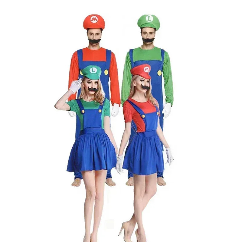 Game Bros Super Luigi Brothers Cosplay kostyumi: kattalar erkaklar va ayollar uchun kulgili anime kostyumi Xellouin libosi
