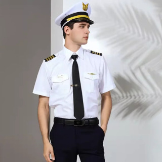 Kapitan kostyumi: Erkaklar uchun oq koʻylak Tungi klub formasi ofitserlar uchun aviatsiya uchuvchi kostyumi Cosplay shousi