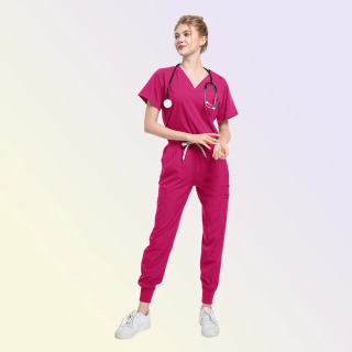 Scrubs Tibbiy Uniforma Ayollar Erkaklar Kostyumlari Jarrohlik ustki kiyimlari Shimlari Hamshira aksessuarlari Kasalxona shifokor kostyumi Бежевый S