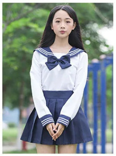 Sailor kostyumi JK maktab formasi toʻplamlari Qizlar maktab formasi oq koʻylak va dengiz yubka talabalar kostyumlari Cosplay Коричневый XL