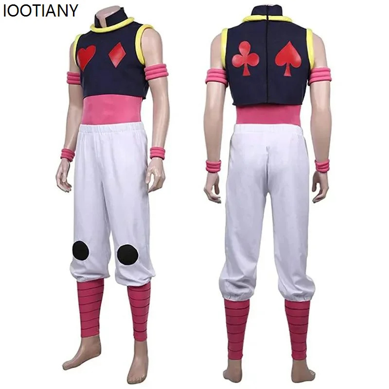 Anime Cosplay uniforma yeleklari qora tepa oq shimlar qoʻl va oyoq taqinchoqlari Toʻliq toʻplam Uniseks Xellouin karnavali Cosplay kostyumlari