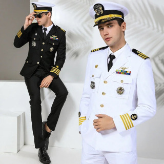 AQSh dengiz floti harbiy formasi Yaxta kapitan kostyumi Kechki kostyum Harbiy armiya askarlari kiyimlari Pidjak shimlar Shlyapa