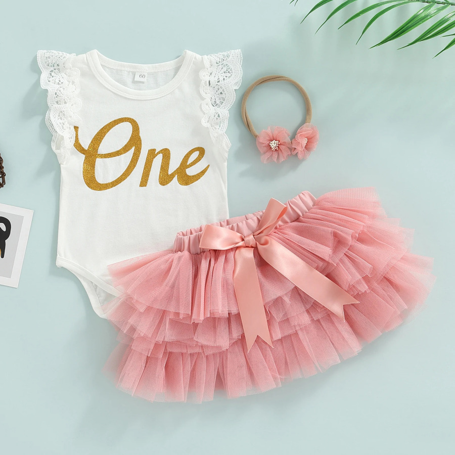 Ma&baby От 0 до 18 месяцев комплект одежды для маленьких девочек на первый день рождения, комбинезон с надписью для новорожденных, тюлевые юбки с рюшами, повязка на голову, летняя одежда