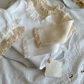 7458 chaqaloq kiyimlari kuzgi yangi qizlar uchun qattiq bir parcha kozok bodysuit vafli dantelli toqqa chiqish uchun kiyimlar