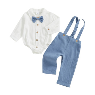 Ma & baby 0-18M комплекты одежды для новорожденных малышей мальчиков с длинным рукавом галстуком-бабочкой комбинезон с подтяжками строгие шорты Синий 12 млн