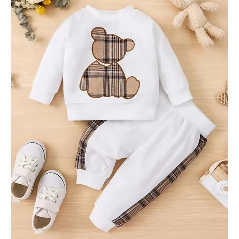 Moda bolalar toʻplami Oʻgʻil bolalar uchun multfilm bolalar kiyimlari Bahorgi kuzgi uzun yengli palto tops+shimlar Bolalar uchun 2 qismli toʻplam